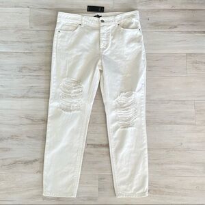 NWT AFRM White Distressed Ankle Jeans